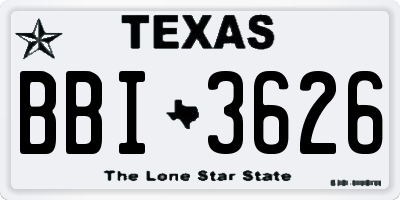 TX license plate BBI3626