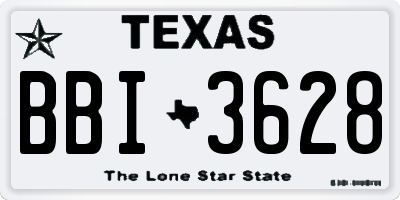 TX license plate BBI3628