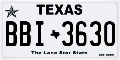 TX license plate BBI3630