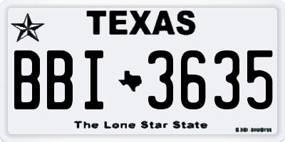 TX license plate BBI3635