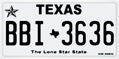 TX license plate BBI3636