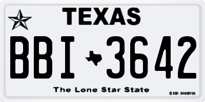 TX license plate BBI3642