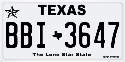 TX license plate BBI3647