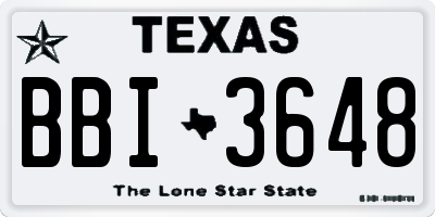 TX license plate BBI3648