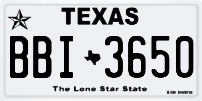 TX license plate BBI3650