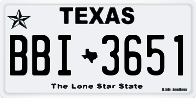 TX license plate BBI3651