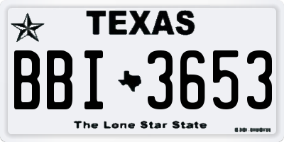 TX license plate BBI3653