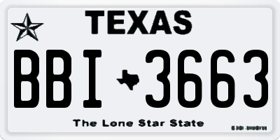 TX license plate BBI3663