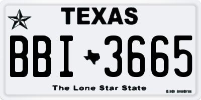 TX license plate BBI3665