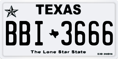 TX license plate BBI3666