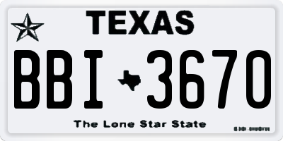 TX license plate BBI3670