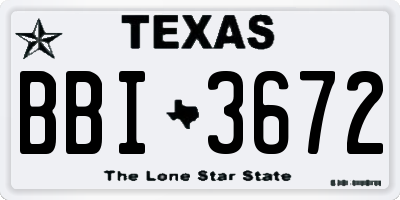 TX license plate BBI3672