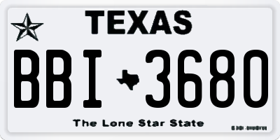 TX license plate BBI3680