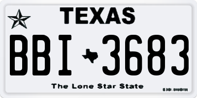 TX license plate BBI3683