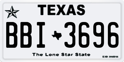 TX license plate BBI3696