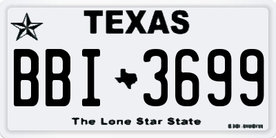 TX license plate BBI3699