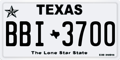 TX license plate BBI3700