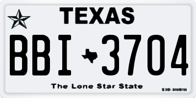 TX license plate BBI3704