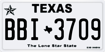 TX license plate BBI3709