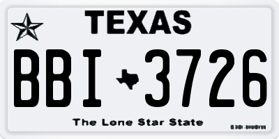 TX license plate BBI3726