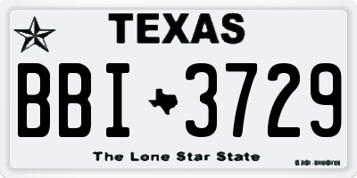 TX license plate BBI3729