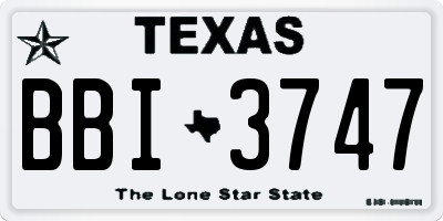 TX license plate BBI3747