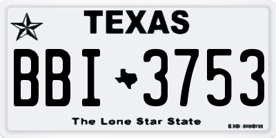 TX license plate BBI3753
