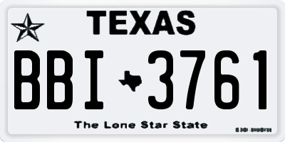 TX license plate BBI3761
