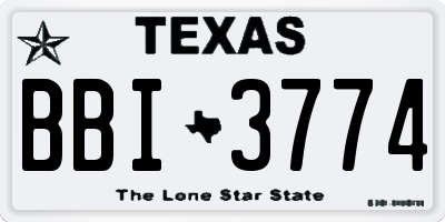 TX license plate BBI3774