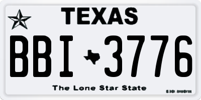 TX license plate BBI3776