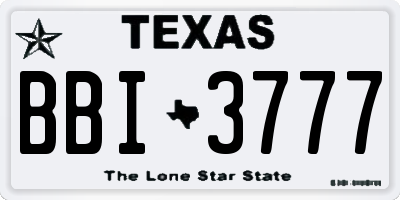 TX license plate BBI3777
