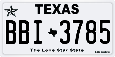 TX license plate BBI3785