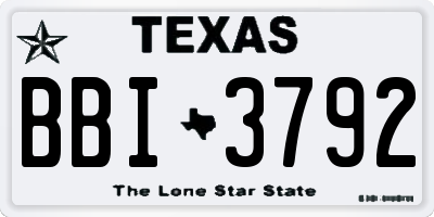 TX license plate BBI3792
