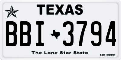 TX license plate BBI3794