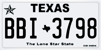 TX license plate BBI3798