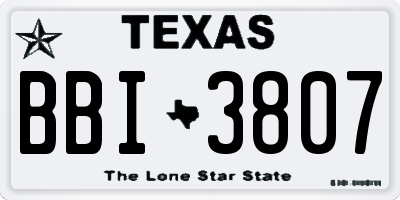 TX license plate BBI3807