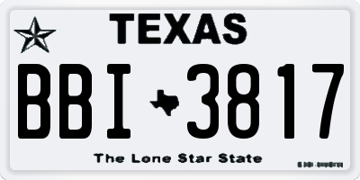 TX license plate BBI3817
