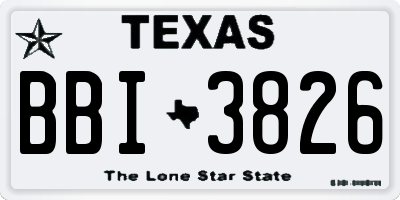 TX license plate BBI3826