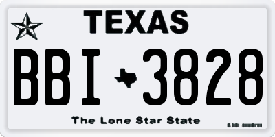 TX license plate BBI3828