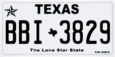 TX license plate BBI3829