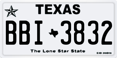 TX license plate BBI3832