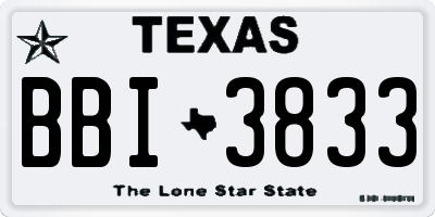 TX license plate BBI3833