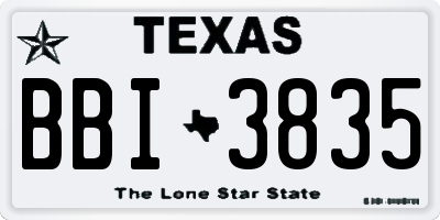 TX license plate BBI3835