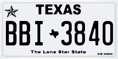 TX license plate BBI3840