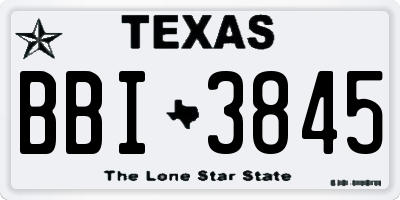TX license plate BBI3845