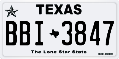TX license plate BBI3847
