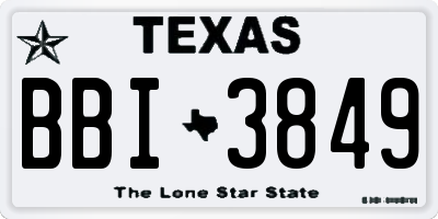 TX license plate BBI3849