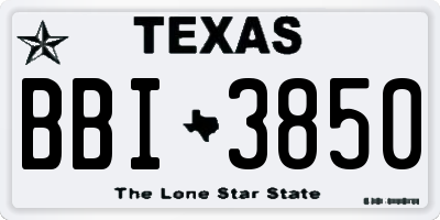 TX license plate BBI3850
