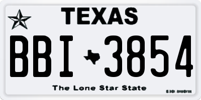 TX license plate BBI3854