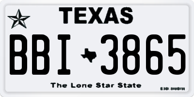 TX license plate BBI3865